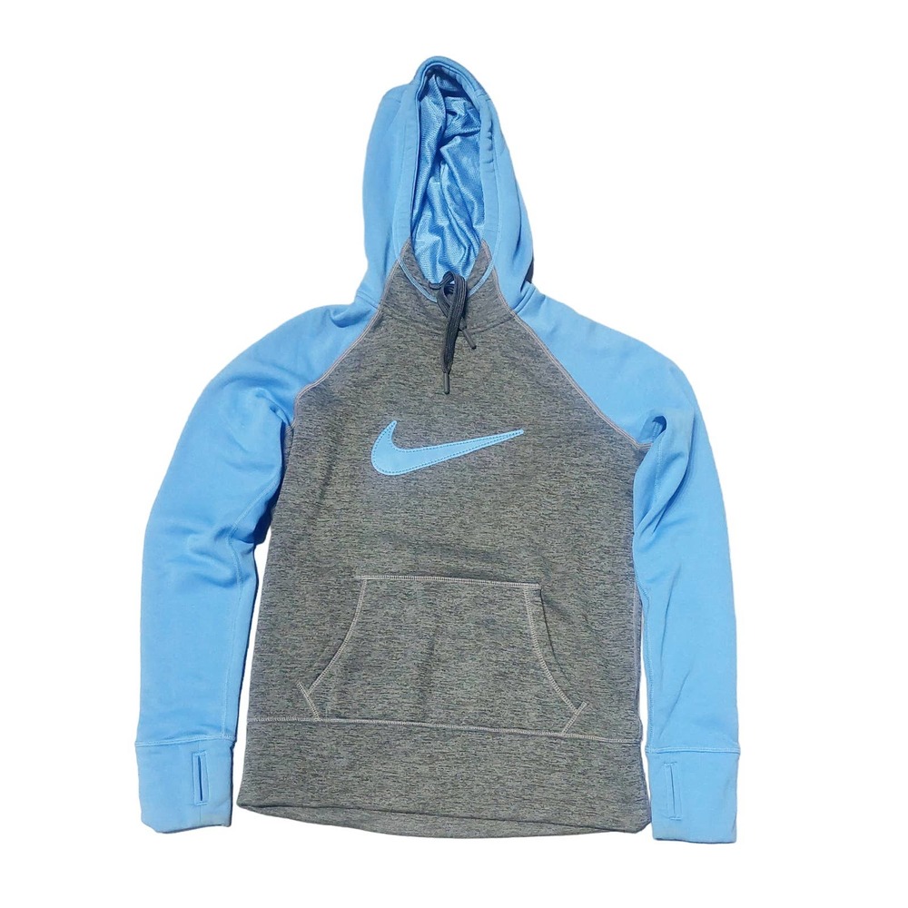 Nike Therma-Fit Small Blue and Gray Hoodie - Picture 1 of 8
